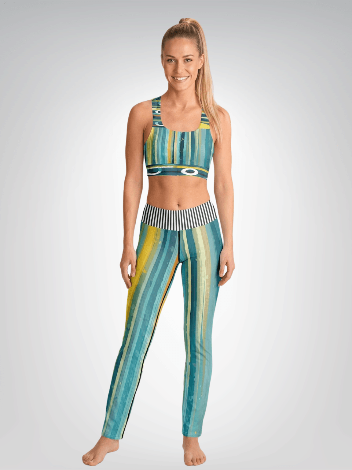 Greek Isles Blue Stripe Flare Leggings