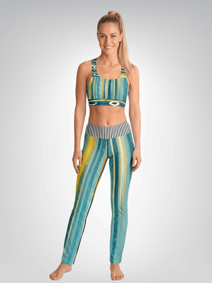 Greek Isles Blue Stripe Flare Leggings