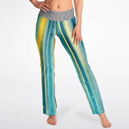 Greek Isles Blue Stripe Flare Leggings