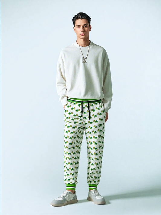 Green Acres Turtle Cluster in White Eco-Poly Unisex Joggers