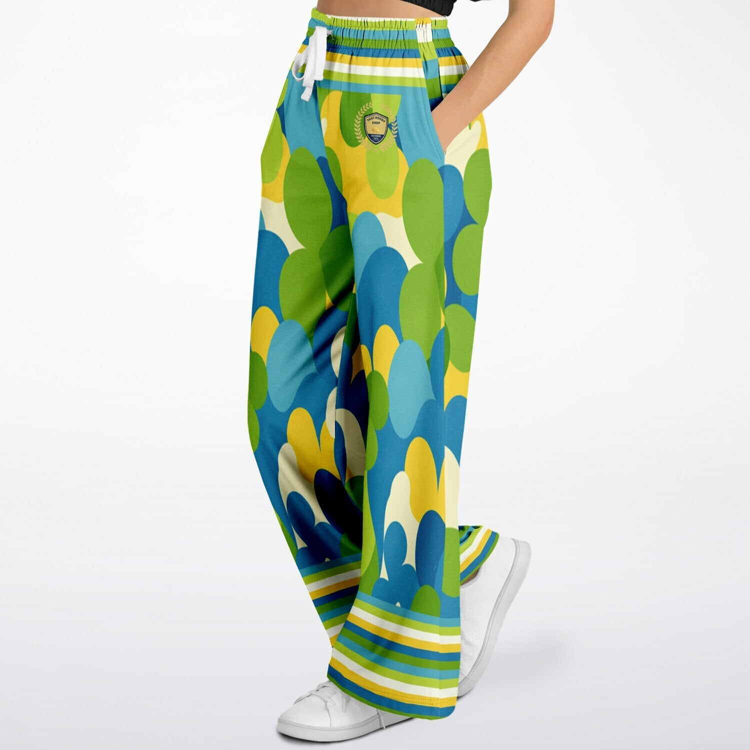 Green Earth 70s Abstract Floral Eco-Poly Wide Leg Pants