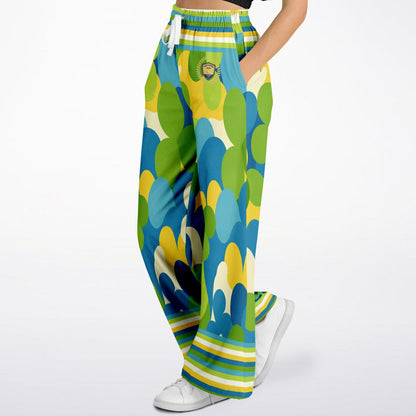 Green Earth 70s Abstract Floral Eco-Poly Wide Leg Pants