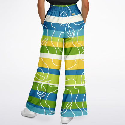 Green Earth Rugby Stripe in Abstract Lines Eco-Poly Wide Leg Pants