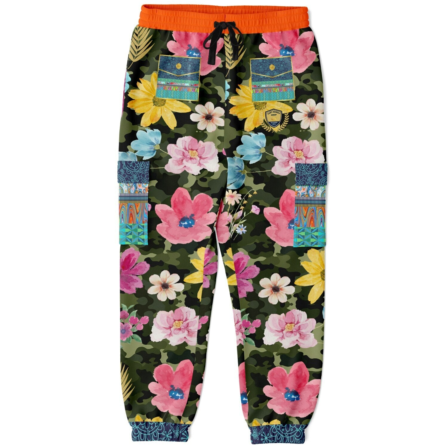 Green Floral Camo Eco-Poly Cargo Joggers