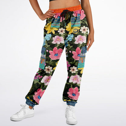 Green Floral Camo Eco-Poly Cargo Joggers