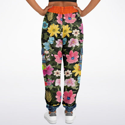 Green Floral Camo Eco-Poly Cargo Joggers