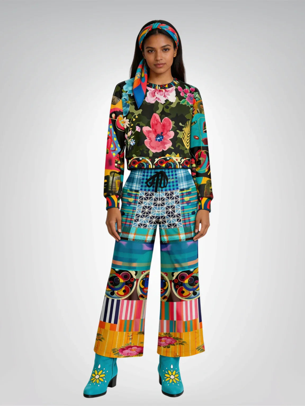 Green Floral Camo Cropped Sweatshirt (Gold Label)