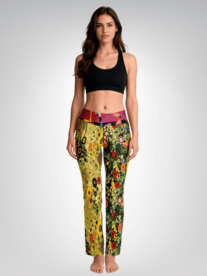 Green Forest Fairy Floral Flare Leggings