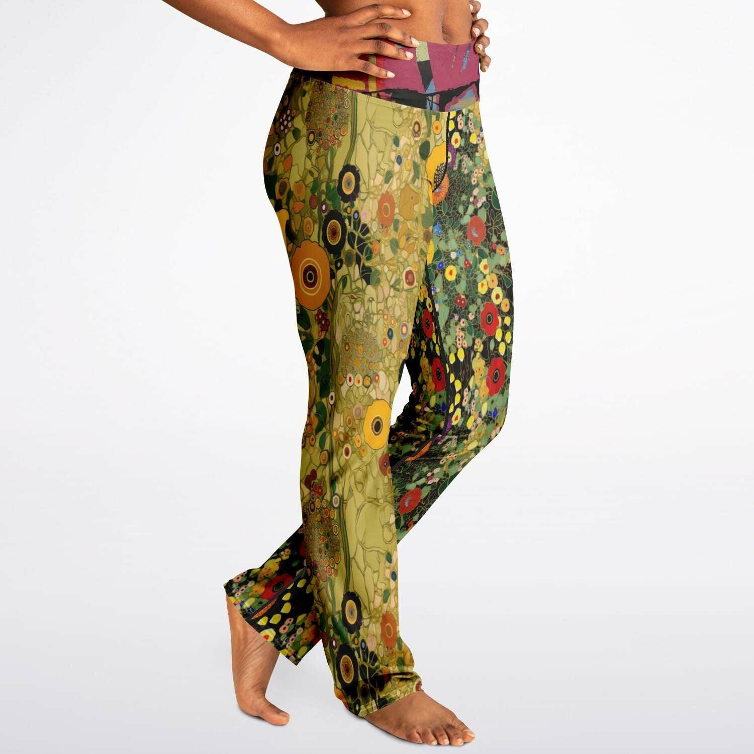 Green Forest Fairy Floral Flare Leggings