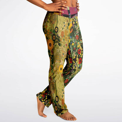 Green Forest Fairy Floral Flare Leggings
