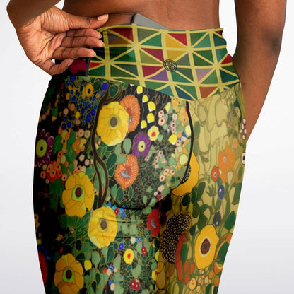 Green Forest Fairy Floral Flare Leggings
