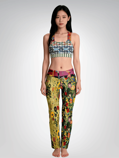 Green Forest Fairy Floral Flare Leggings