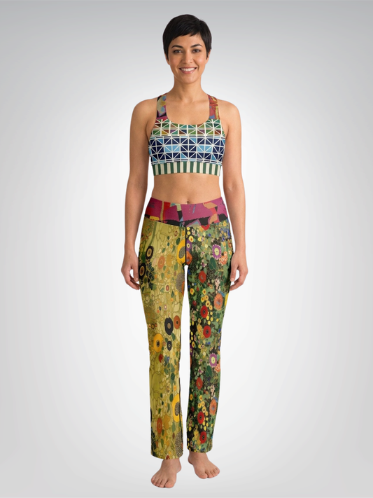 Green Forest Fairy Geometric Floral Padded Sports Bra