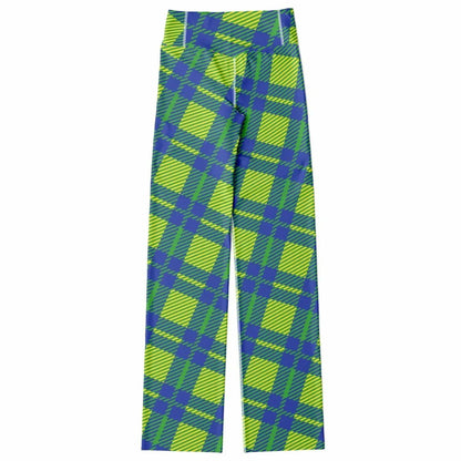 Green Pepper Tartan Plaid Flare Leggings