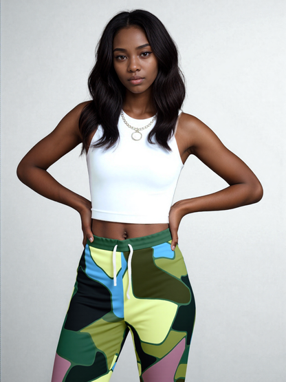 Green Purpalicious Camo Eco-Poly Unisex Joggers