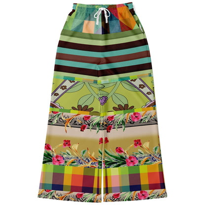 Green Soho Apple Striped Eco-Poly Wide Leg Pants