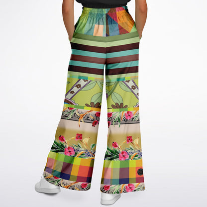 Green Soho Apple Striped Eco-Poly Wide Leg Pants