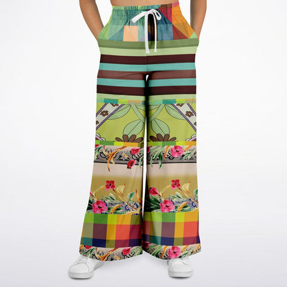 Green Soho Apple Striped Eco-Poly Wide Leg Pants