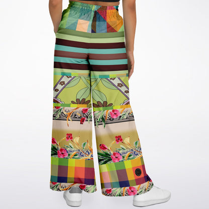 Green Soho Apple Striped Eco-Poly Wide Leg Pants