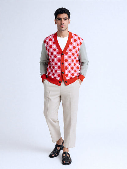 Groovy Disco Lantern Afterglow in Strawberry Sherbet Knitted Cardigan