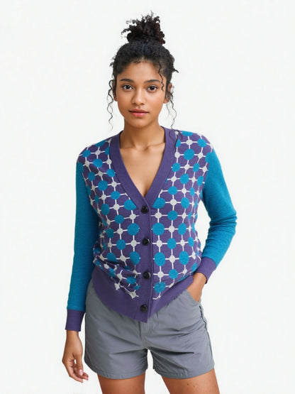 Groovy Disco Lantern Afterglow in Purple Knitted Cardigan