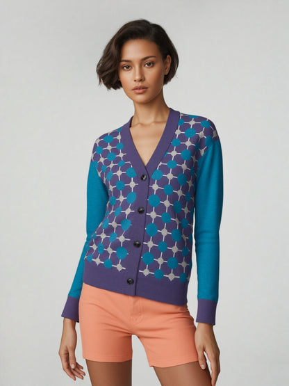 Groovy Disco Lantern Afterglow in Purple Knitted Cardigan