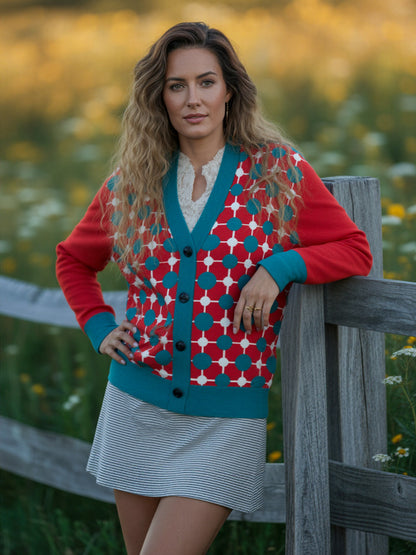 Groovy Disco Lantern Afterglow in Red Knitted Cardigan