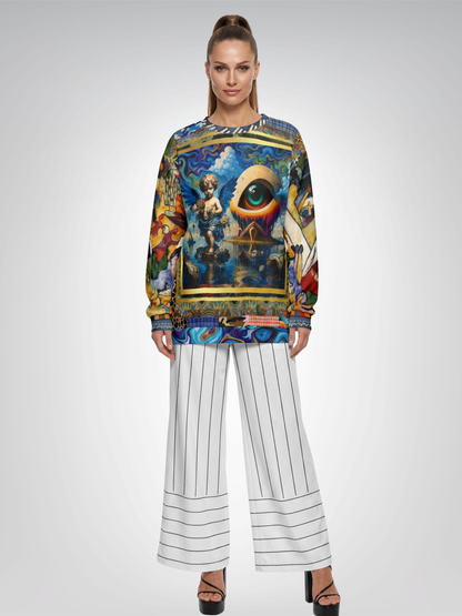 Pinstripes in Winter Ice Eco-Poly Wide Leg Pants