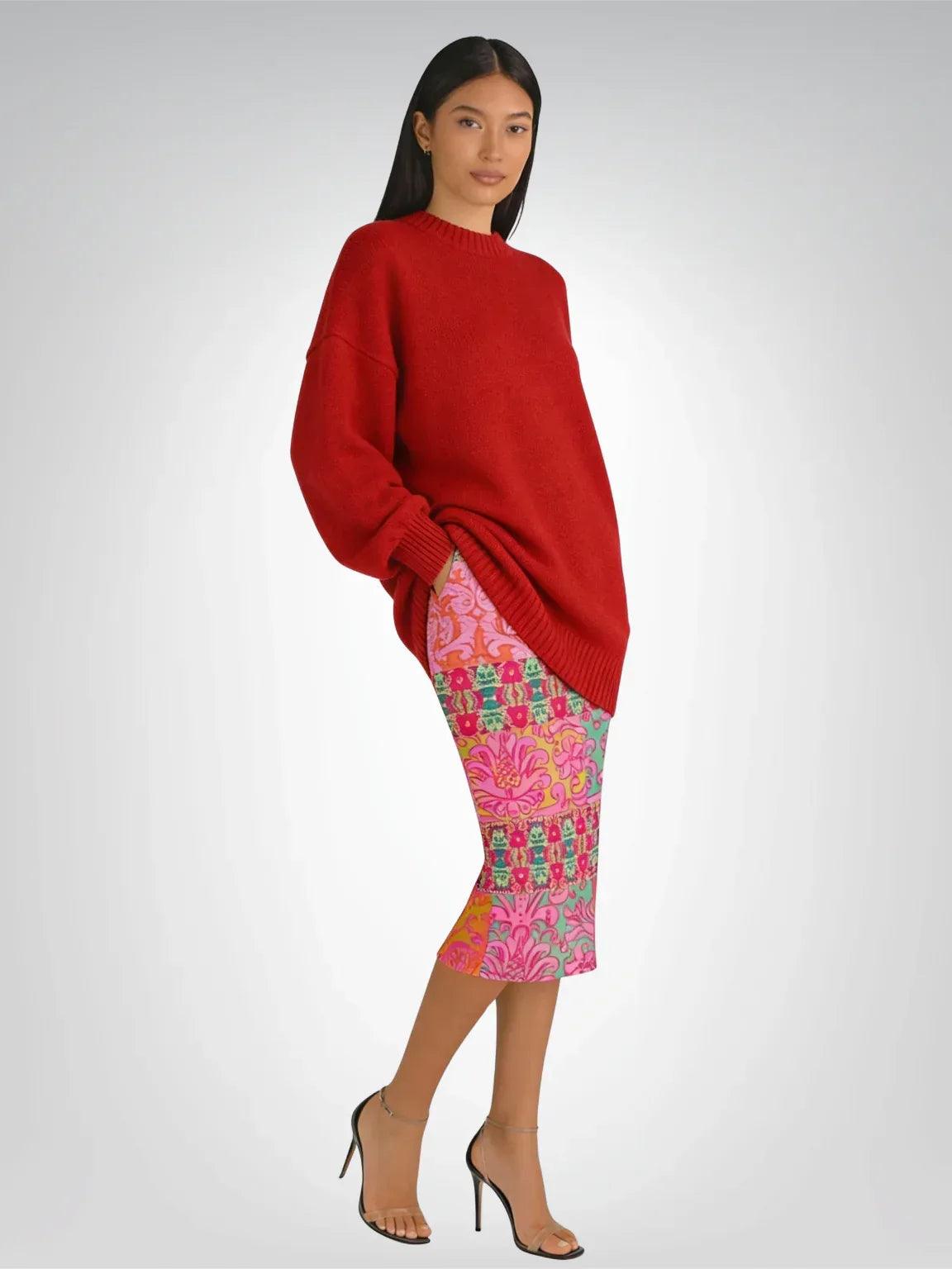 Gypsy Beat Pink Floral Patchwork Long Pocket Skirt