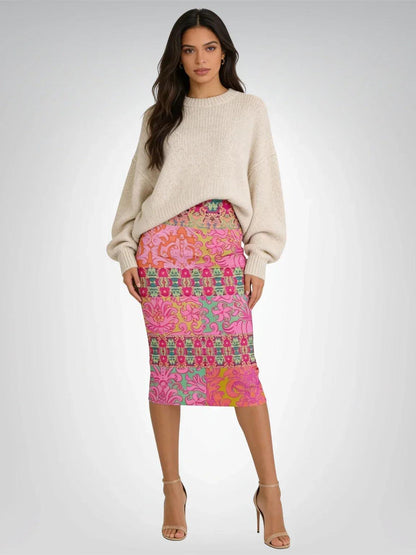 Gypsy Beat Pink Floral Patchwork Long Pocket Skirt