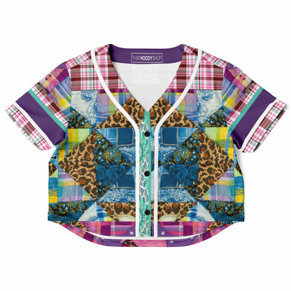 Gypsy Queen Purple Patchwork Eco-Poly Cropped Jersey