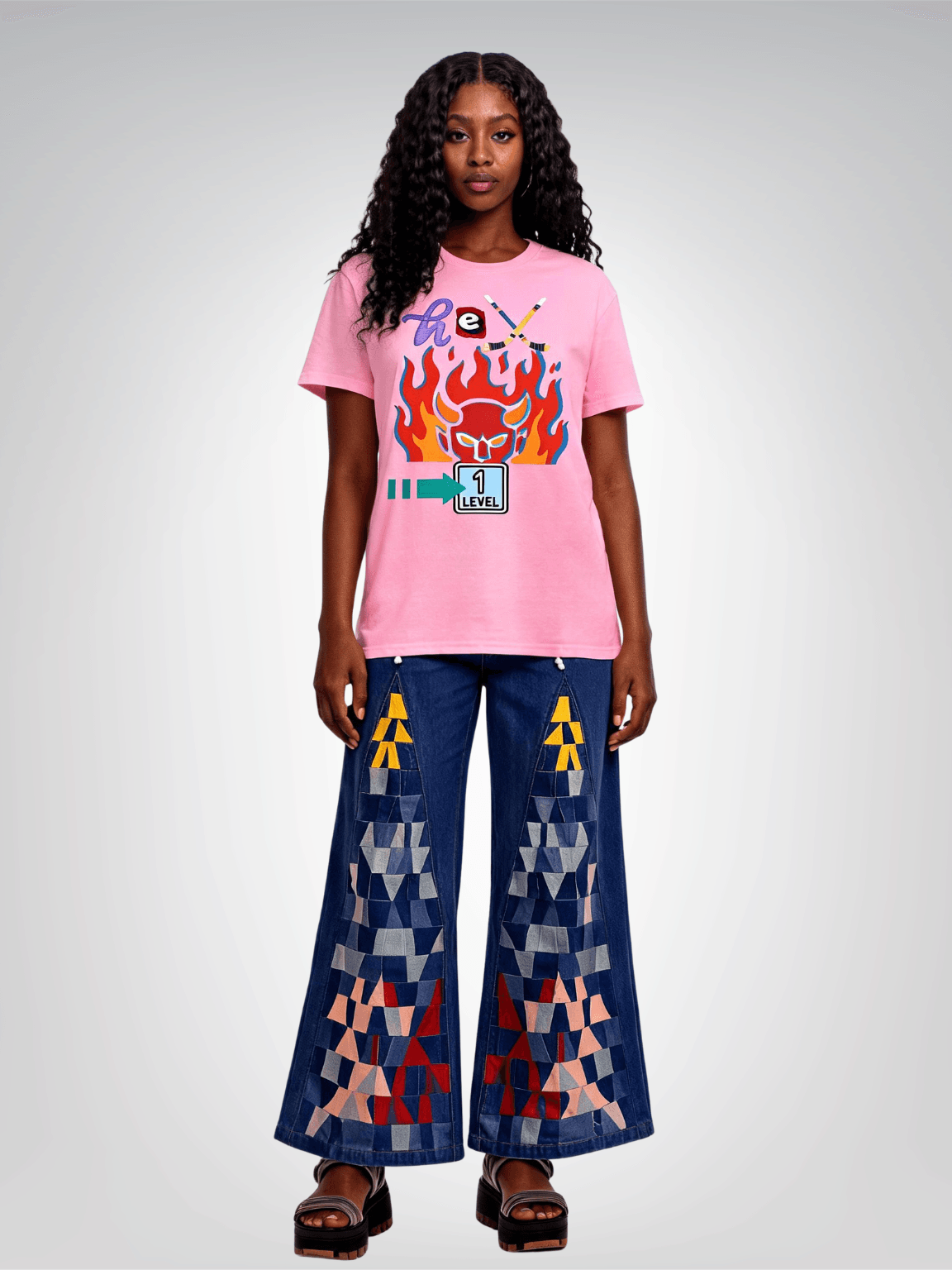 H-E Double Hockey Sticks Level 1 Heavyweight Unisex Tee