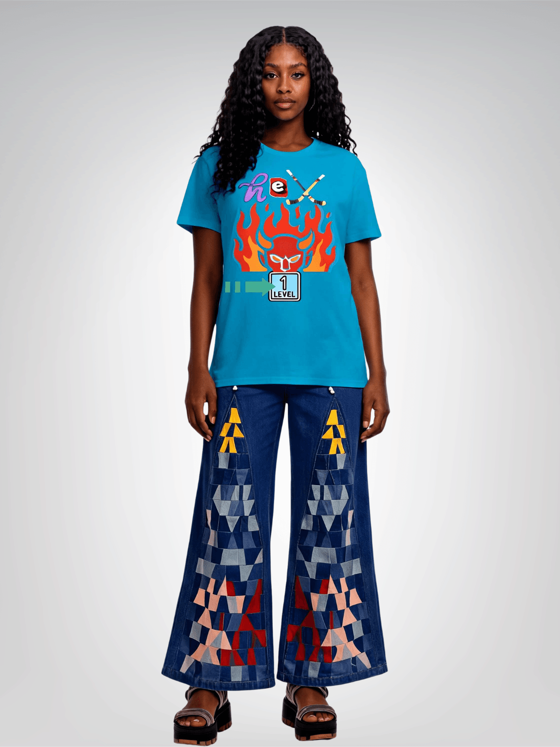 H-E Double Hockey Sticks Level 1 Heavyweight Unisex Tee
