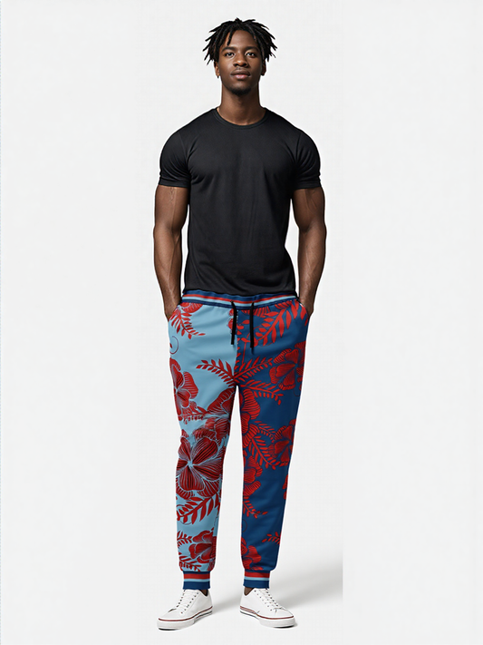 Haleiwa Hawaiian Blue Floral Eco-Poly Unisex Joggers