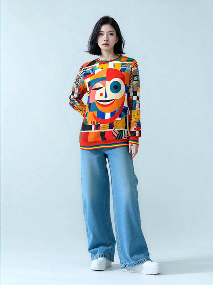 Happy Face Happy Day Abstract Block Art Unisex Sweatshirt (Gold Label)