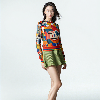 Happy Face Happy Day Abstract Block Art Unisex Sweatshirt (Gold Label)