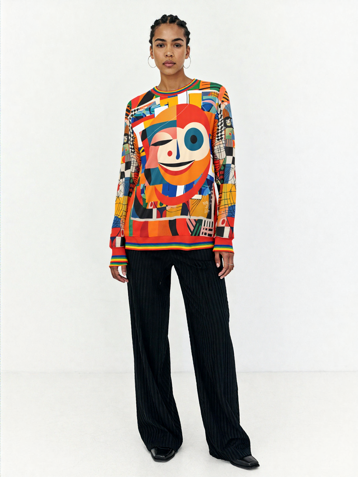 Happy Face Happy Day Abstract Block Art Unisex Sweatshirt (Gold Label)