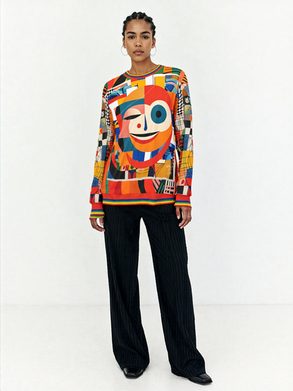 Happy Face Happy Day Abstract Block Art Unisex Sweatshirt (Gold Label)