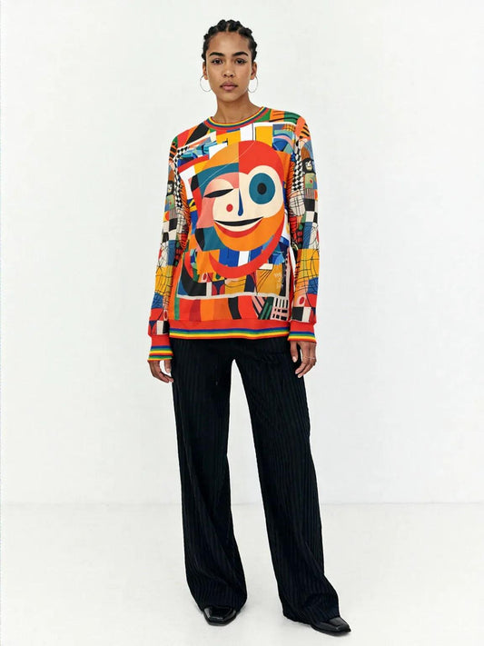 Happy Face Happy Day Abstract Block Art Unisex Sweatshirt (Gold Label)