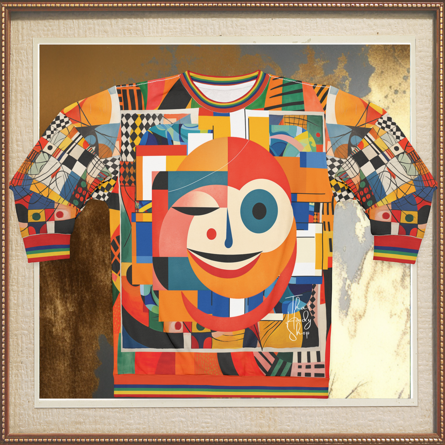 Happy Face Happy Day Abstract Block Art Unisex Sweatshirt (Gold Label)