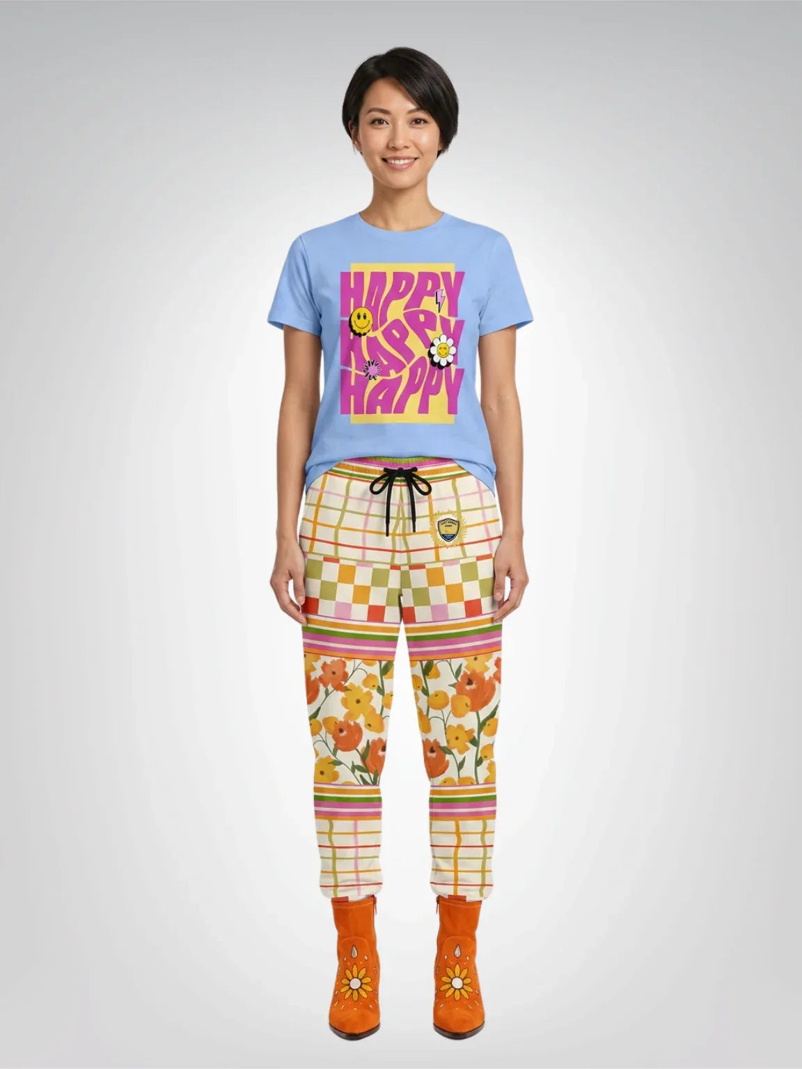 Happy Happy Happy in Yellow Rectangle Heavyweight Unisex Tee