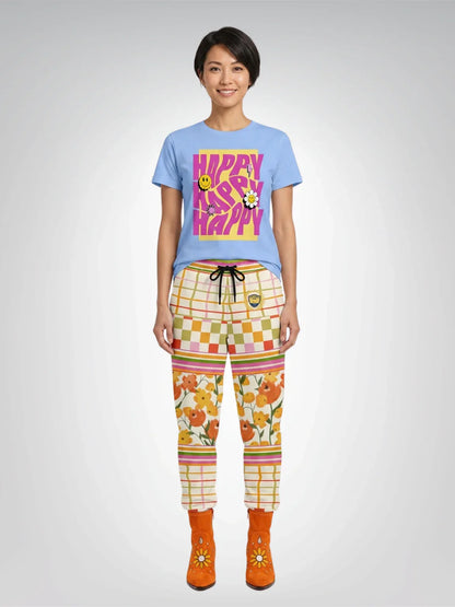 Happy Happy Happy in Yellow Rectangle Heavyweight Unisex Tee