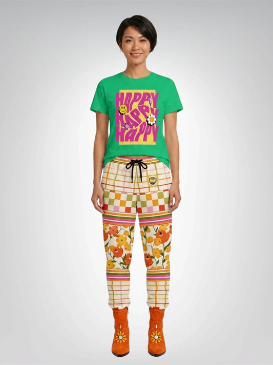 Happy Happy Happy in Yellow Rectangle Heavyweight Unisex Tee
