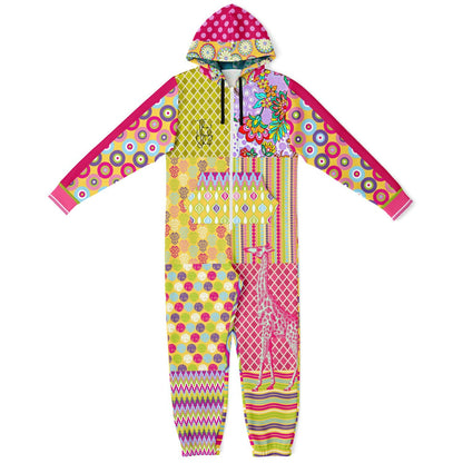 Hello Janis! Green Zigzag Patchwork Unisex Eco-Poly Romper
