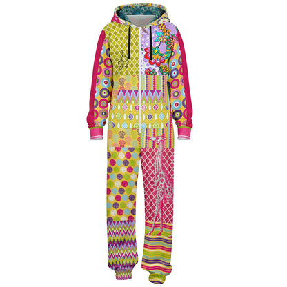 Hello Janis! Green Zigzag Patchwork Unisex Eco-Poly Romper