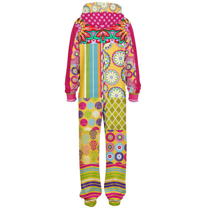 Hello Janis! Green Zigzag Patchwork Unisex Eco-Poly Romper