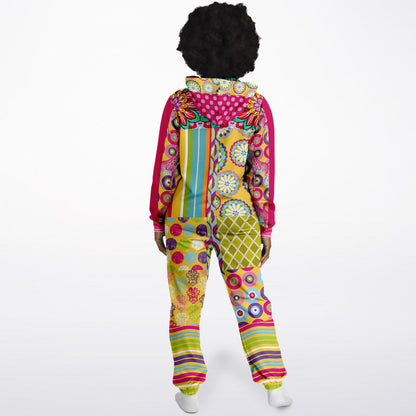 Hello Janis! Green Zigzag Patchwork Unisex Eco-Poly Romper