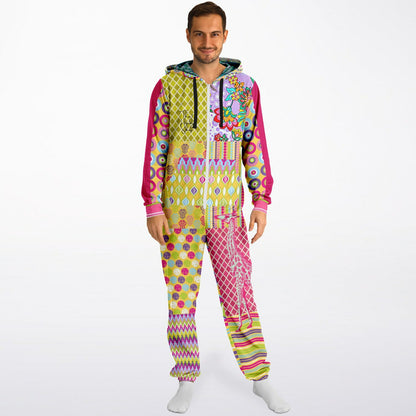 Hello Janis! Green Zigzag Patchwork Unisex Eco-Poly Romper