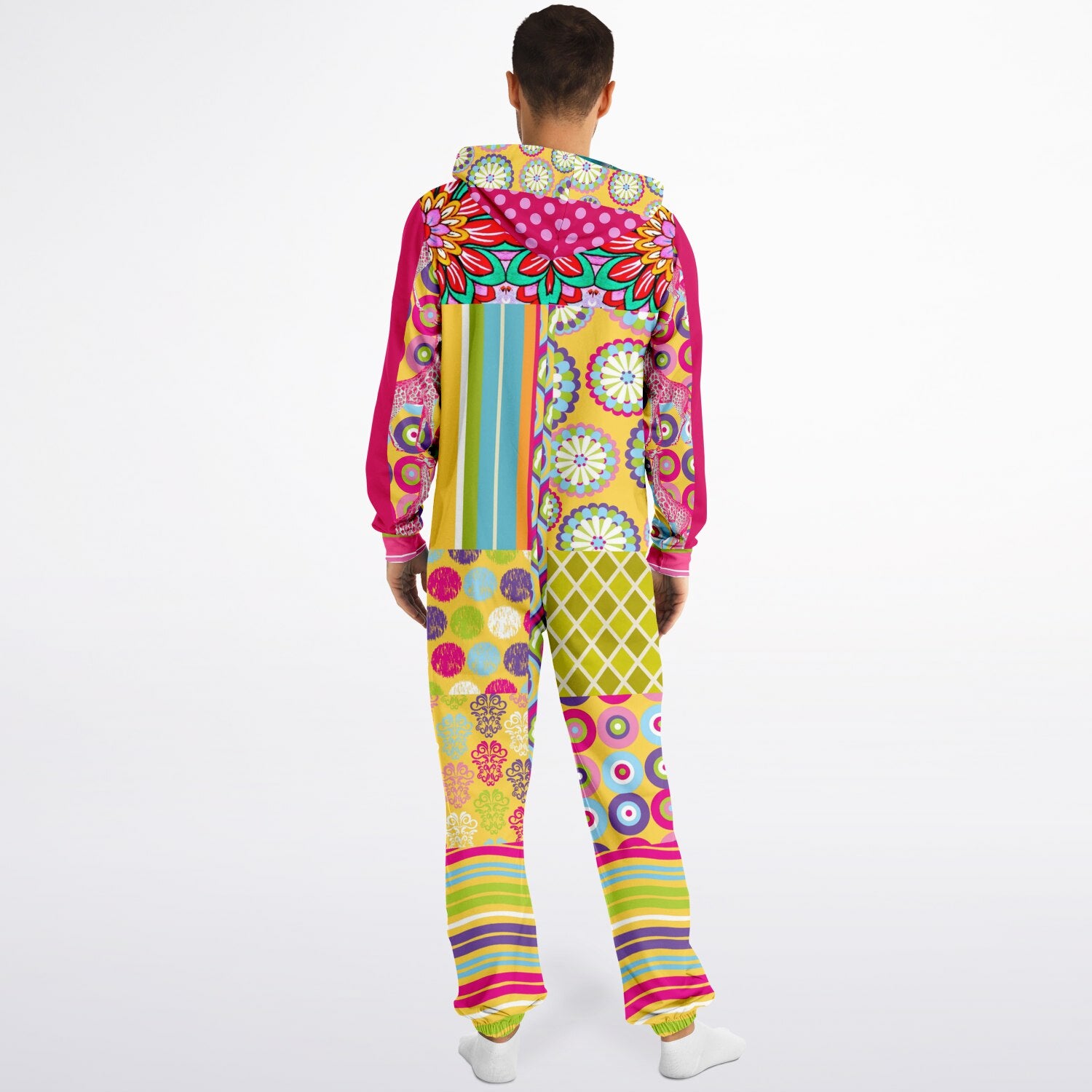 Hello Janis! Green Zigzag Patchwork Unisex Eco-Poly Romper