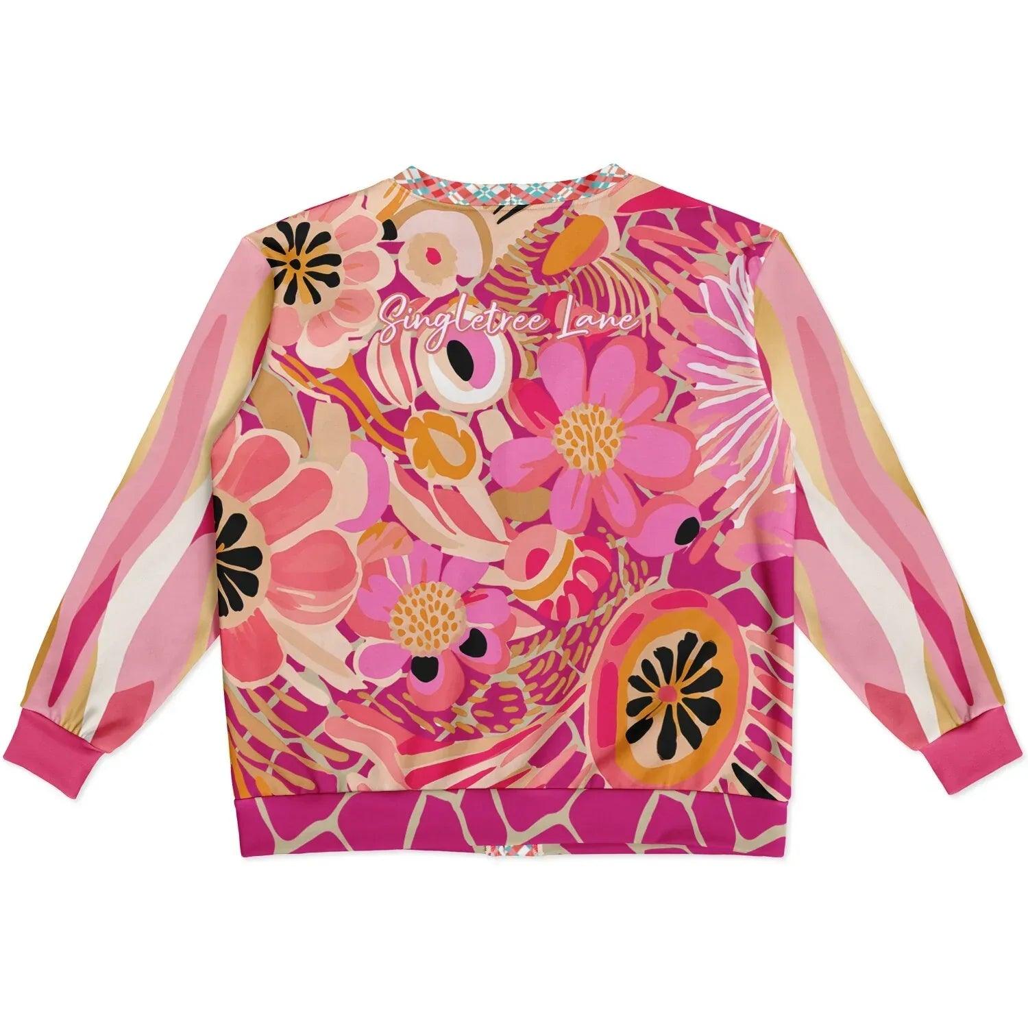 Hibiscus in the Desert Bloom Floral Stripe Heavyweight Unisex Cardigan